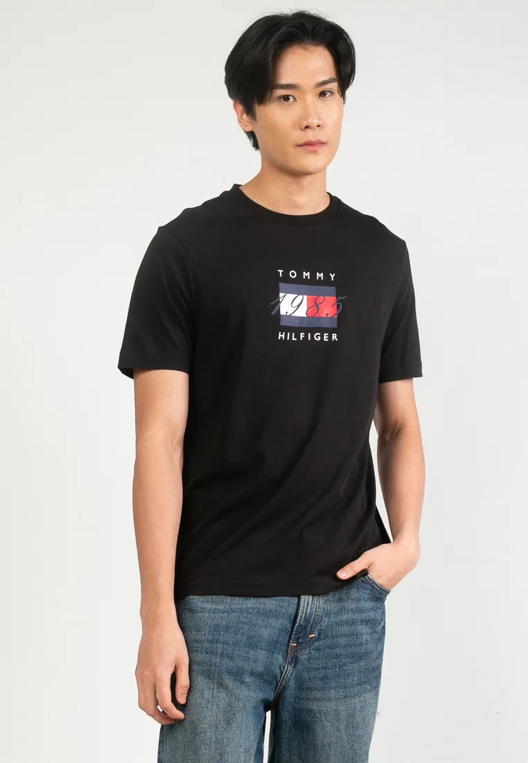 Футболка с графическим принтом, флаг, Tommy Hilfiger, черный