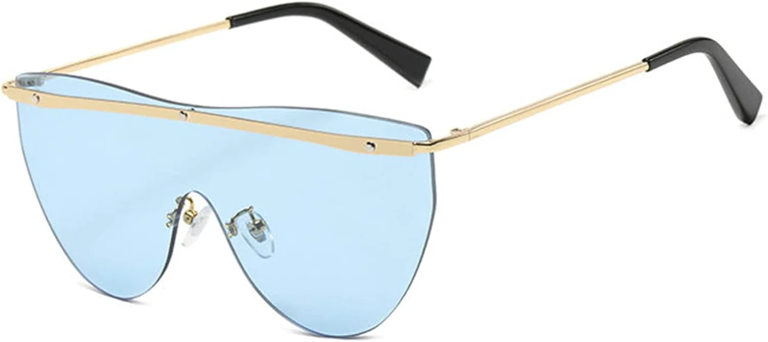 

Женские солнцезащитные очки Helena без оправы, сиамские, с цветными линзами, волнистыми дужками, цельные, с дугообразной линией и плоской верхней частью, Blue