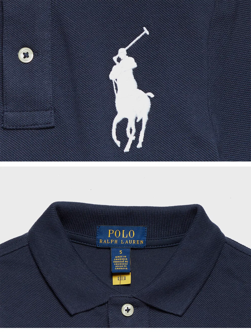 Детская хлопковая футболка-поло Big Pony тёмно-синяя от Polo Ralph Lauren Children — фото 4
