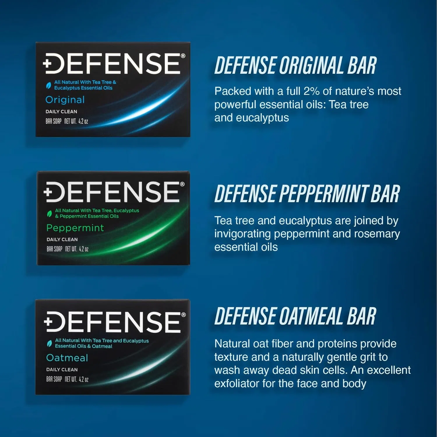 Набор из 3 кускового мыла Defense Soap «Original Peppermint and Oatmeal» Defense Soap — фото 2