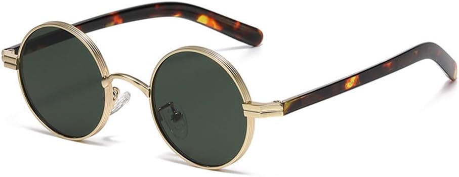 

Солнцезащитные очки UV400 с защитой от УФ-излучения — круглая металлическая оправа в стиле панк, маленькая, для женщин и мужчин, для бега и занятий спортом на открытом воздухе UYPTK, Gold Green