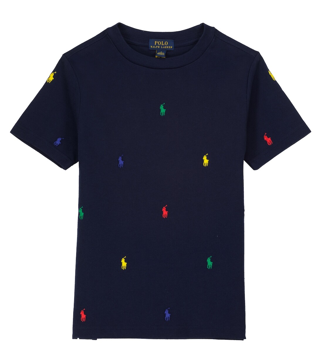 

Хлопковая футболка с вышивкой Polo Ralph Lauren Kids, синий
