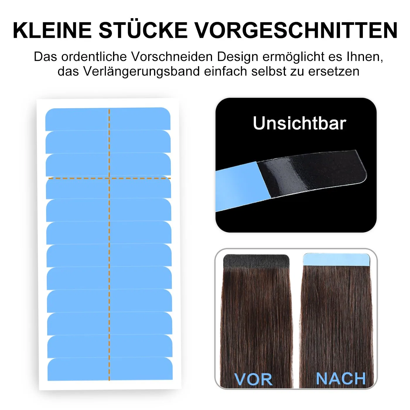Ленты для наращивания волос Manria Tape Extensions, 60 штук Manria, 60Pcs #Blue — фото 4