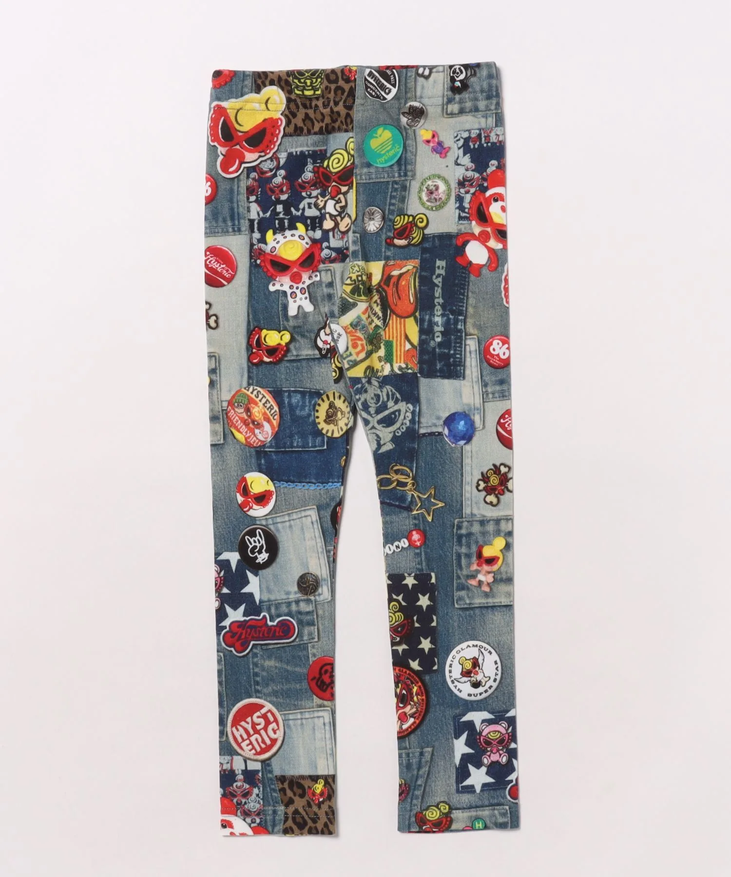 Детские леггинсы HYSTERIC MINI SCRATCH DENIM с принтом