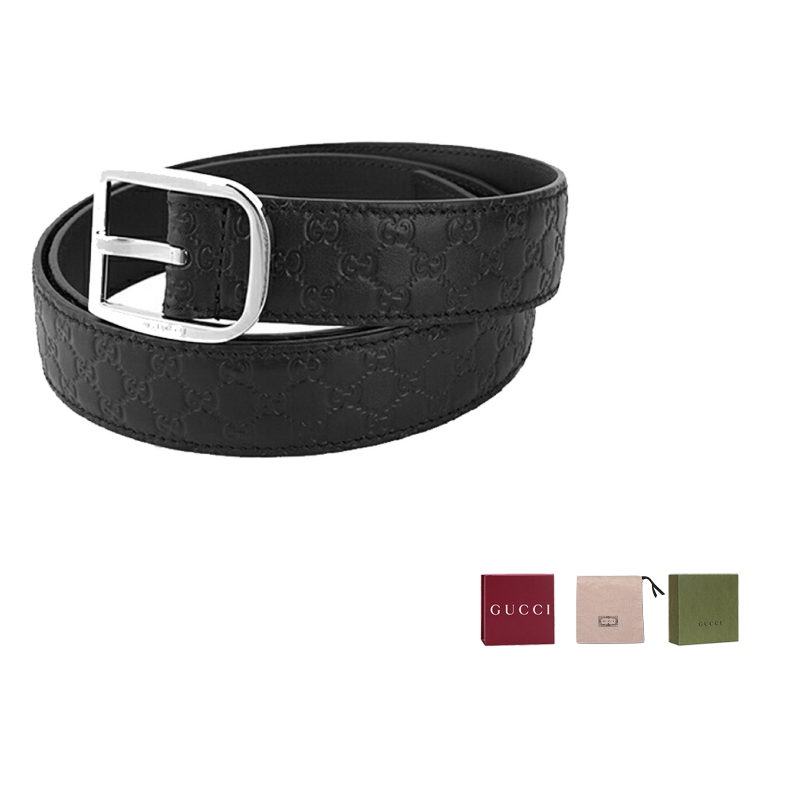 

Кожаный ремень мужской шириной 3 см GUCCI, черный