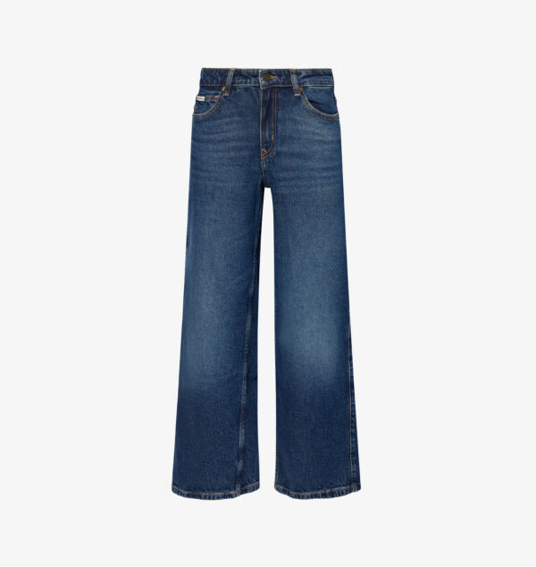 

Джинсы широкие с логотипом-нашивкой Guess, цвет heritage dark wash