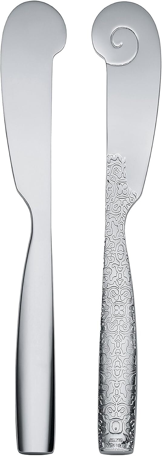 

Ножи для масла Alessi "Dressed" из нержавеющей стали 18/10 с зеркальной полировкой и рельефным декором (набор из 6 шт.), серебро, Silver