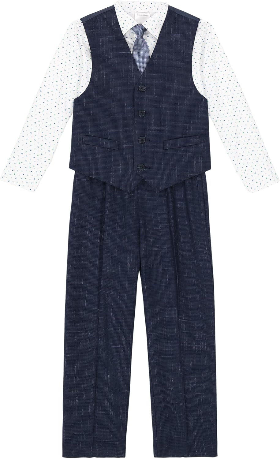 

Костюм для мальчиков Calvin Klein из 4 предметов: жилет, брюки, рубашка с воротником и галстук, Batik Blue