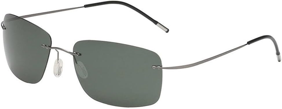 

Мужские безободковые поляризованные солнцезащитные очки из титанового сплава, спортивные очки для вождения, дорожные очки, сверхлегкие очки с защитой от УФ-излучения UV400 LOVQZAOF, C2 Dark Green Lens