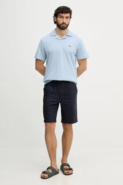Поло с добавлением льна мужское Lacoste, синий — фото 2