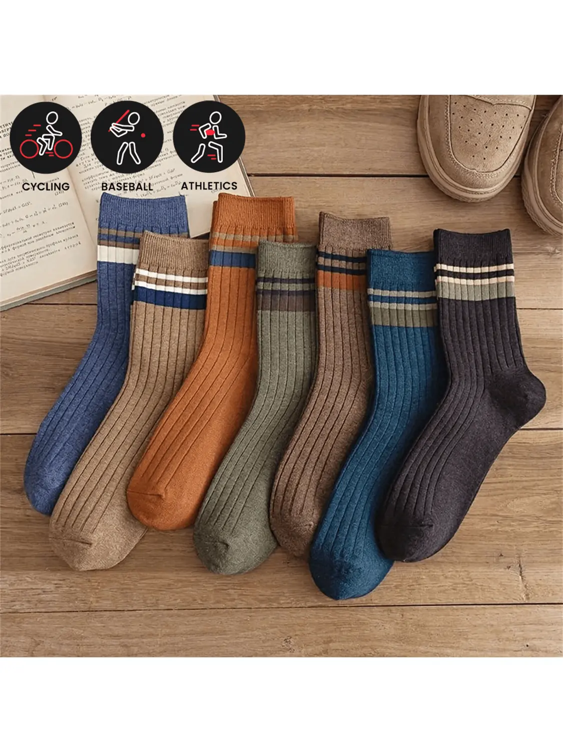 

5 пар Мужских повседневных полосатых носков, однотонные, носки, впитывающие пот, дышащие, удобные носки для экипажа, Мужские носки, мультиколор