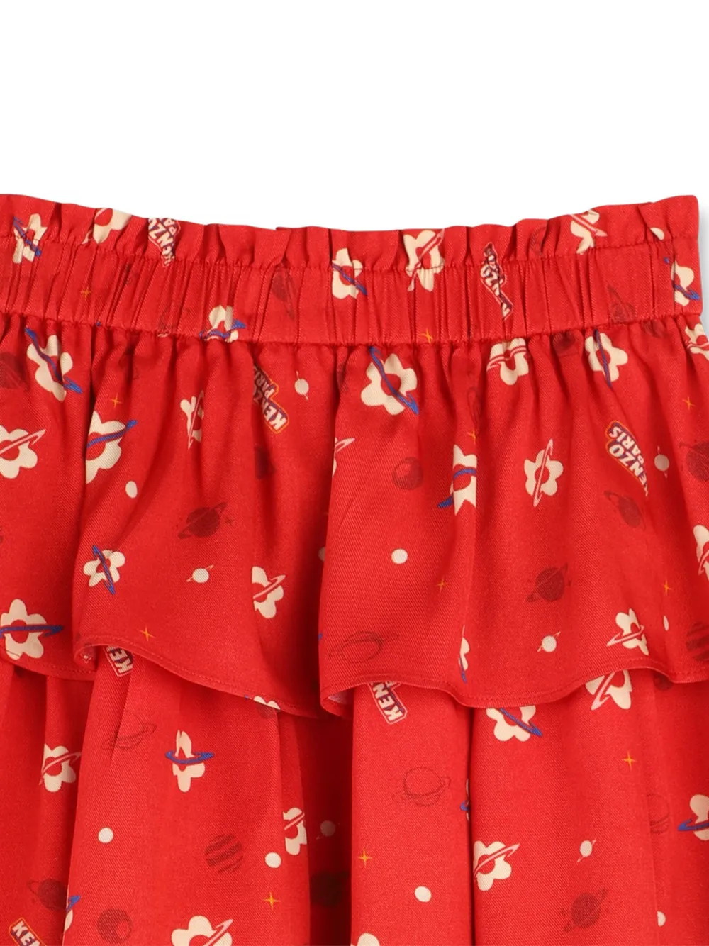 Юбка с оборками и цветочным принтом Kenzo Kids, красный — фото 3
