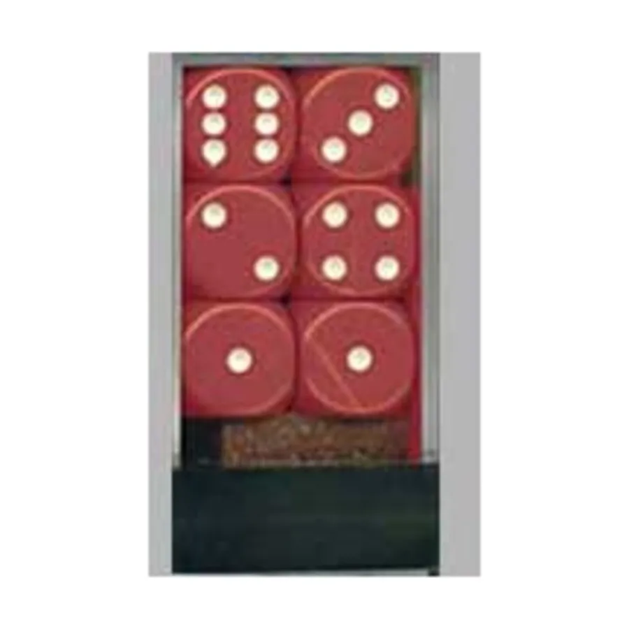 

d6 16мм Красный с белым (12), Dice - Opaque - d6 16mm (Chessex)