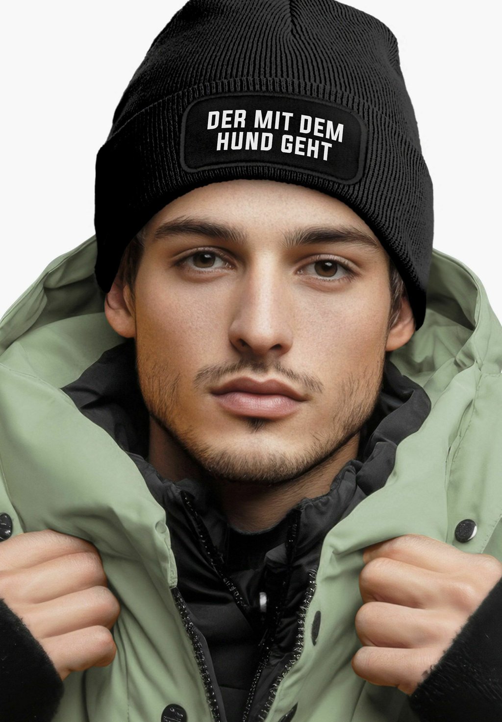 

Шапка MIT PATCH SPRUCH DER DEM HUND GEHT LUSTIG MoonWorks, черный