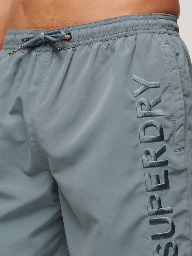 Вышитые 17-дюймовые плавательные шорты премиум-класса Superdry, цвет Stormy Weather Grey — фото 4