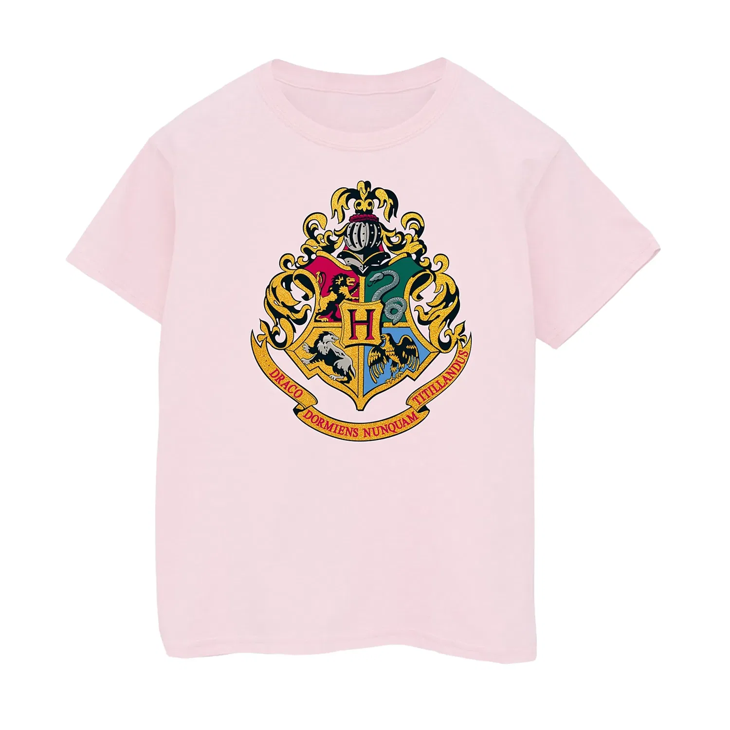 Детская футболка с принтом Hogwarts Crest Harry Potter, бледно-розовый