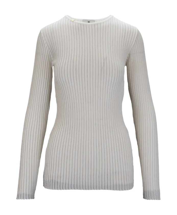 

Ребристый блестящий топ с длинными рукавами Elisabetta Franchi, бежевый