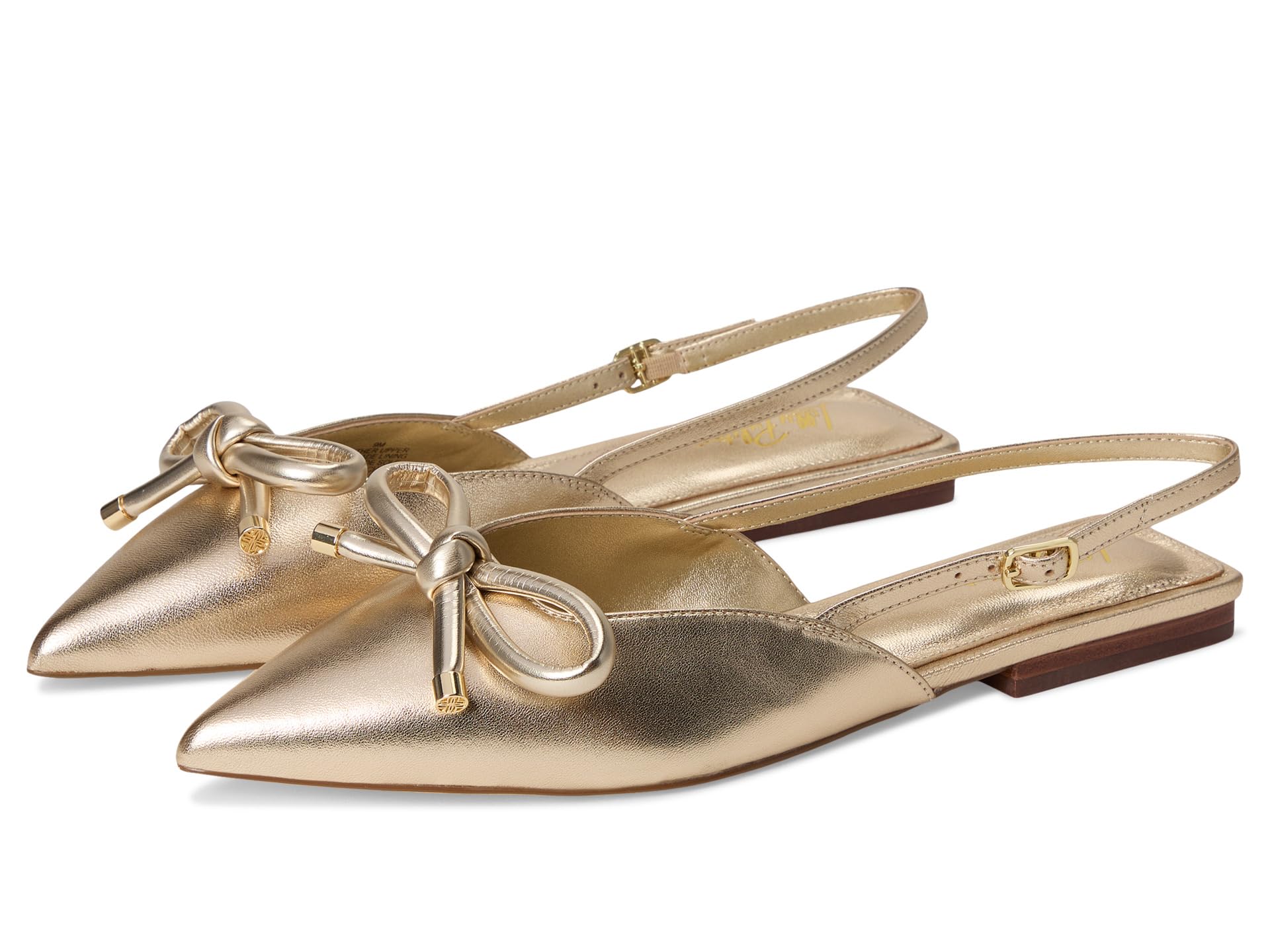 Балетки Lilly Pulitzer Brit Leather Bow Slingback, цвет Gold Metallic