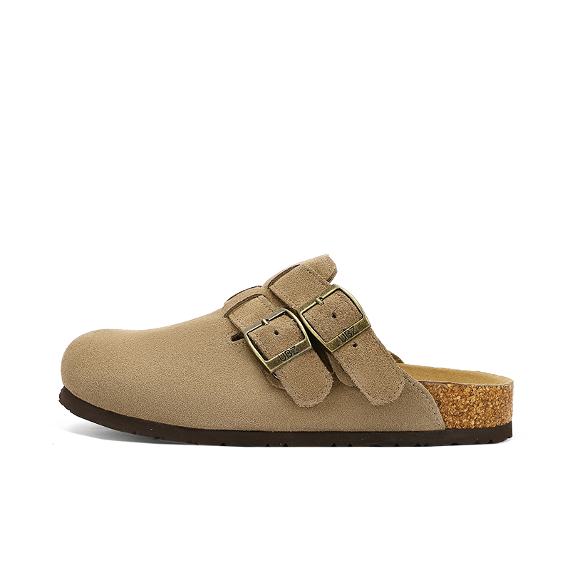 UBZ Женские закрытые тапочки с подкладкой из флиса цвета хаки, цвет Khaki-Fleece-Lined — фото 3