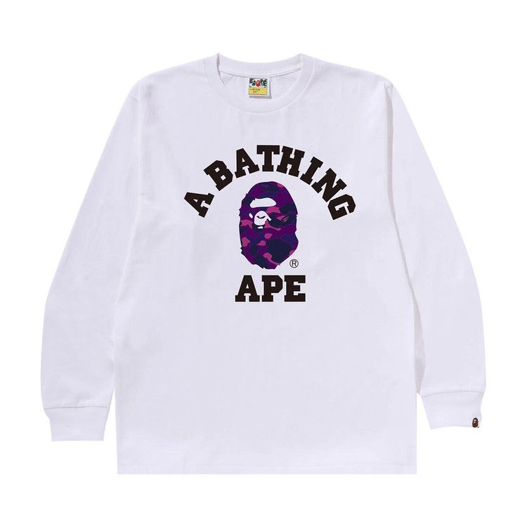 

Футболка BAPE Color Camo College Long-Sleeve Tee, White/Purple