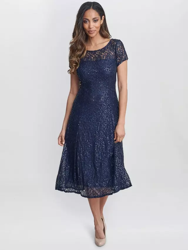 

Платье Gina Bacconi Genny Sequin Lace, темно-синий