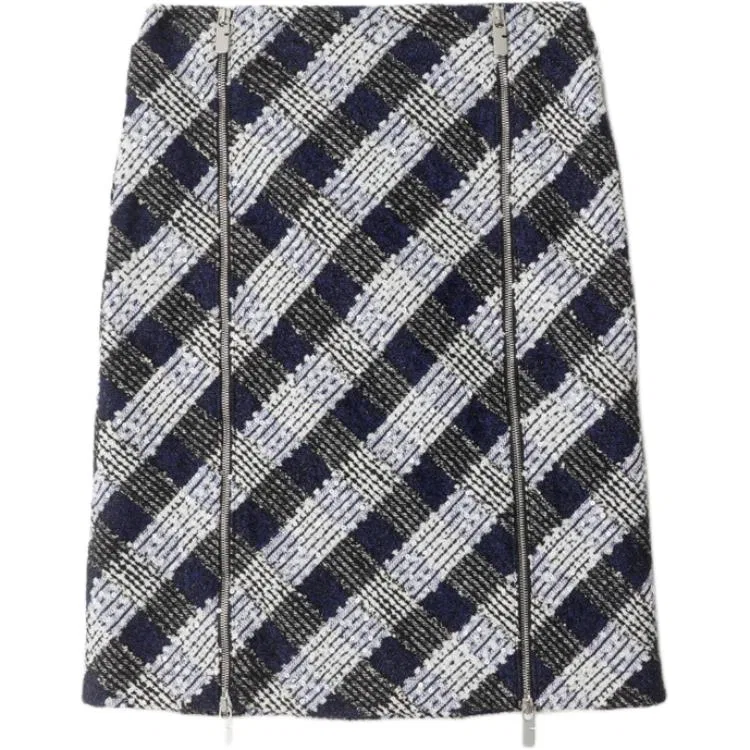 Юбка Burberry длинная твидовая клетка, сине-белый