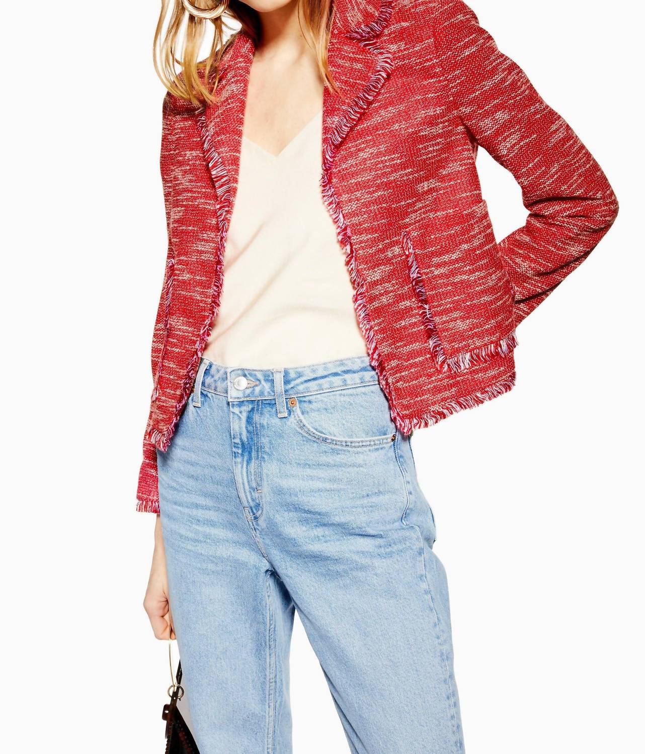 

Джерси Букле Открытый спереди Блейзер Красный Topshop
