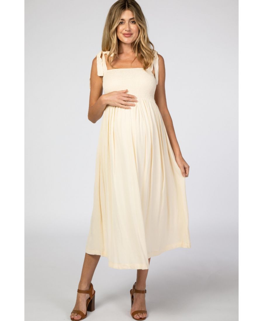 

Платье-миди для беременных темно-синего цвета с присборенными бретелями Pinkblush, Beige