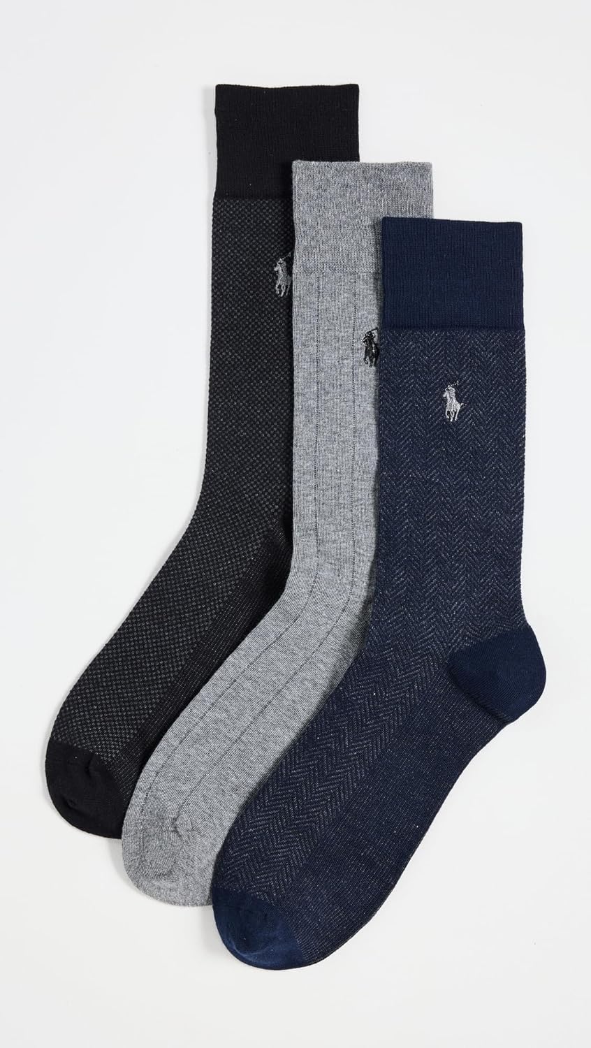 POLO RALPH LAUREN Мужские носки-следки с ассорти рисунком, 3 пары, мягкий легкий хлопок, Nvmul (491) — фото 2