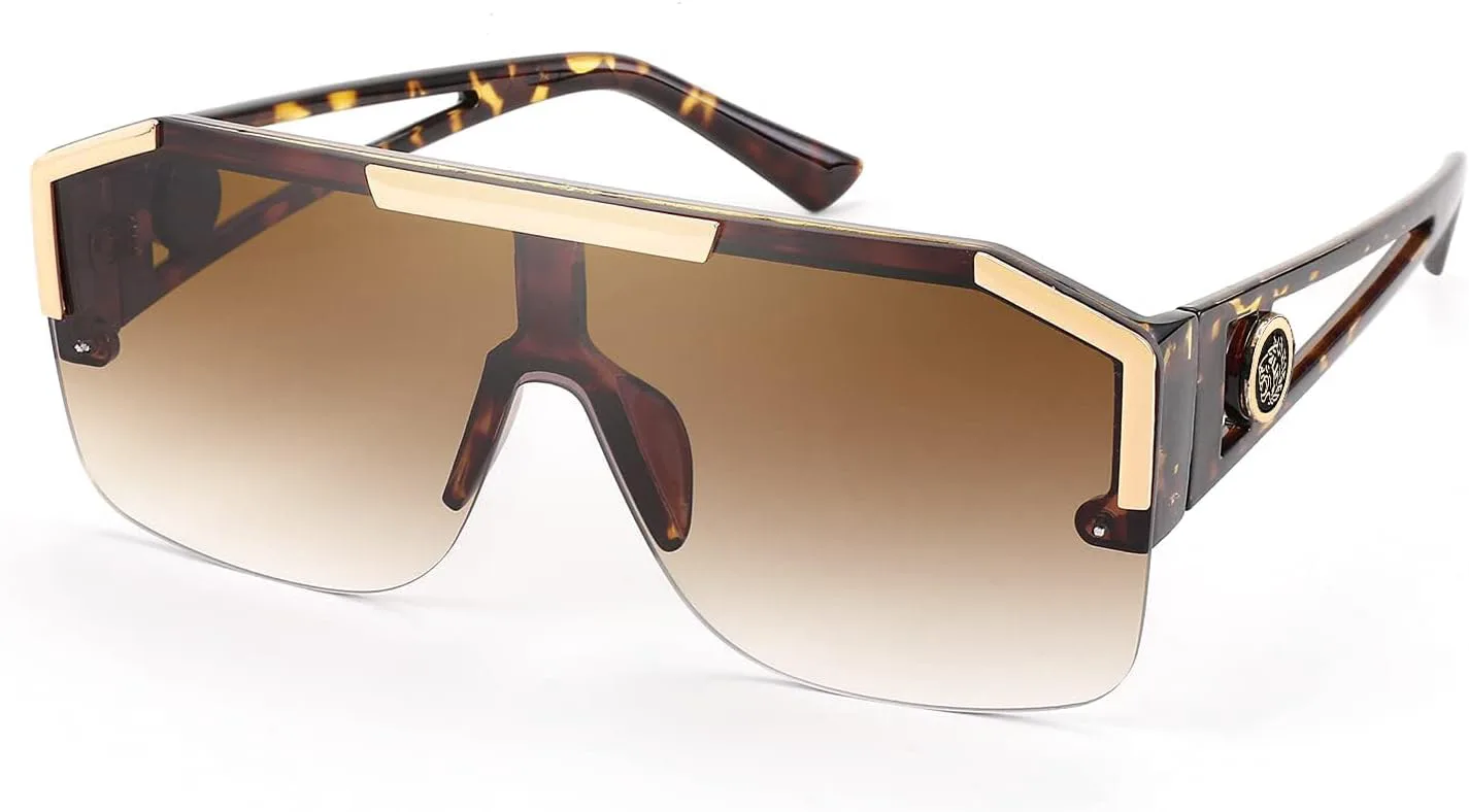 

Солнцезащитные очки FEISEDY квадратной формы увеличенного размера для мужчин и женщин, с плоской верхней частью и цельными линзами, модель B2765, Leoperd