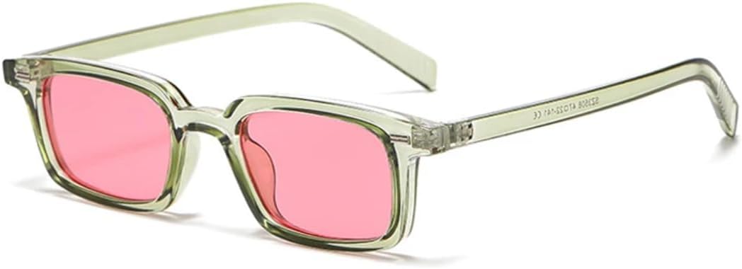 

Модные маленькие прямоугольные солнцезащитные очки для женщин, конфетные оттенки, защита от УФ-излучения UV400, ретро-стиль, заклепки, для мужчин в стиле панк UUPTTPL, Green Pink