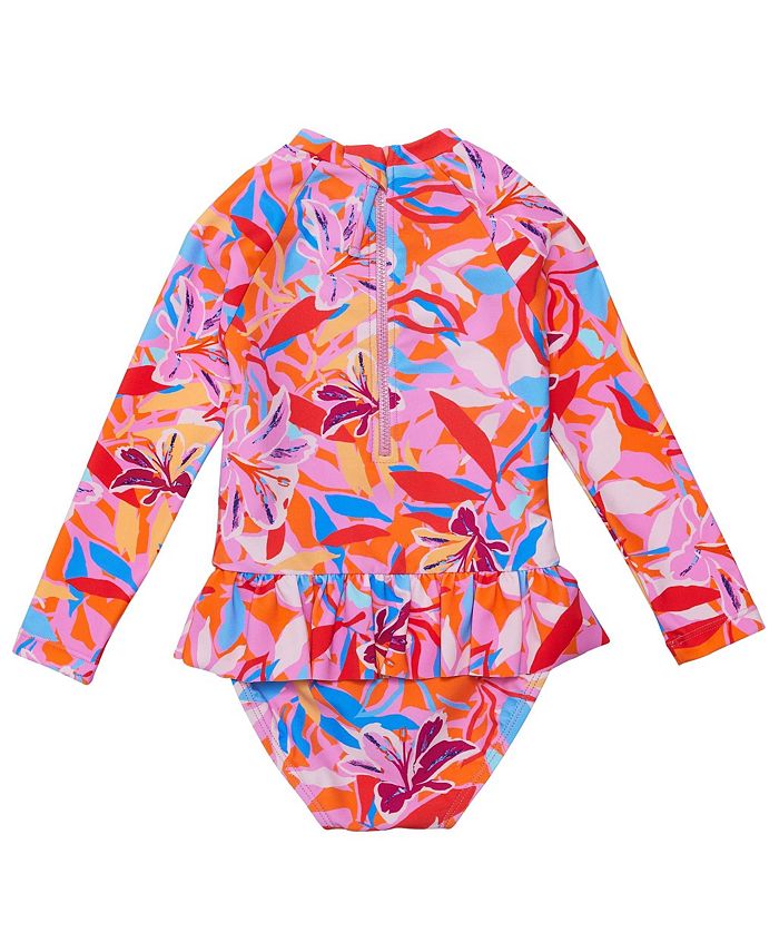 Экологичный костюм для серфинга с юбкой с длинными рукавами Blooming Sunset для девочек - для малышей Snapper Rock, мультиколор — фото 2