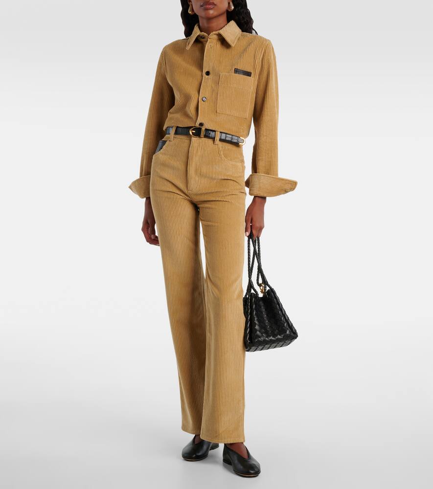 Хлопковые вельветовые расклешённые брюки Bottega Veneta, Pale Oak — фото 2