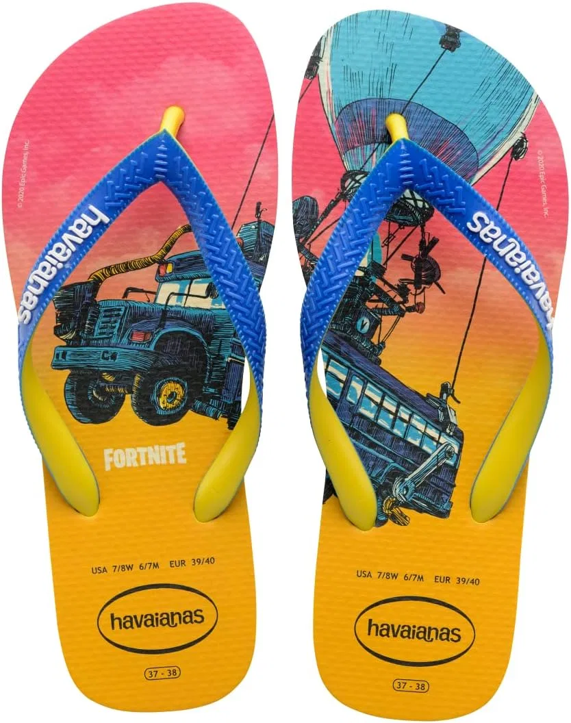 Сандалии-вьетнамки с Fortnite, Havaianas, желтый цитрус