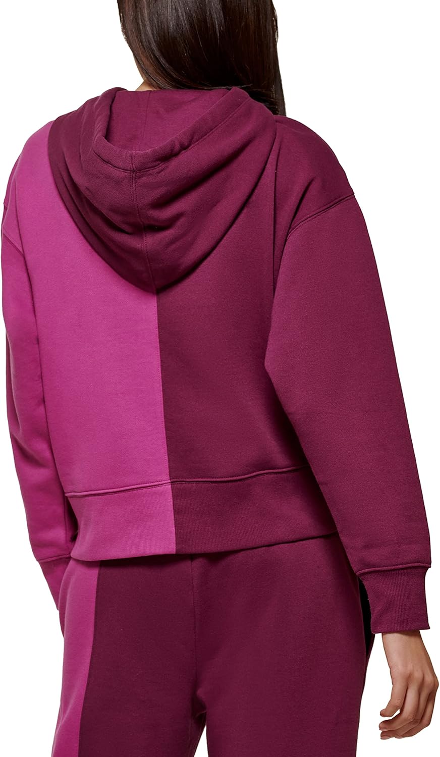 Женская толстовка с капюшоном Tommy Hilfiger Colorblock Split Logo Crewneck Drawcord, Crushed Grape — фото 4