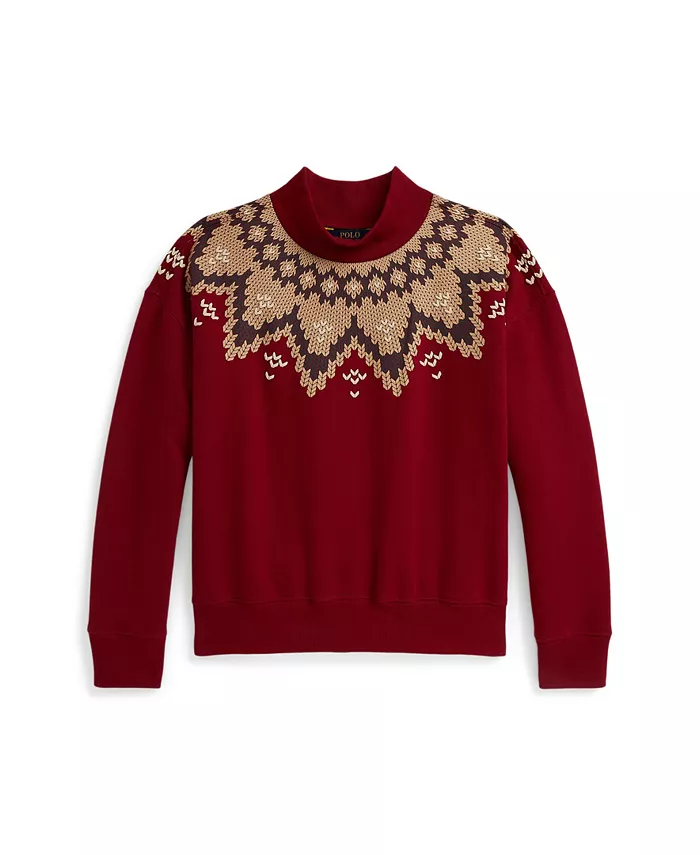 

Девушки 7-16 Fair Isle Бокси Лонгслив Свитшот Polo Ralph Lauren, красный