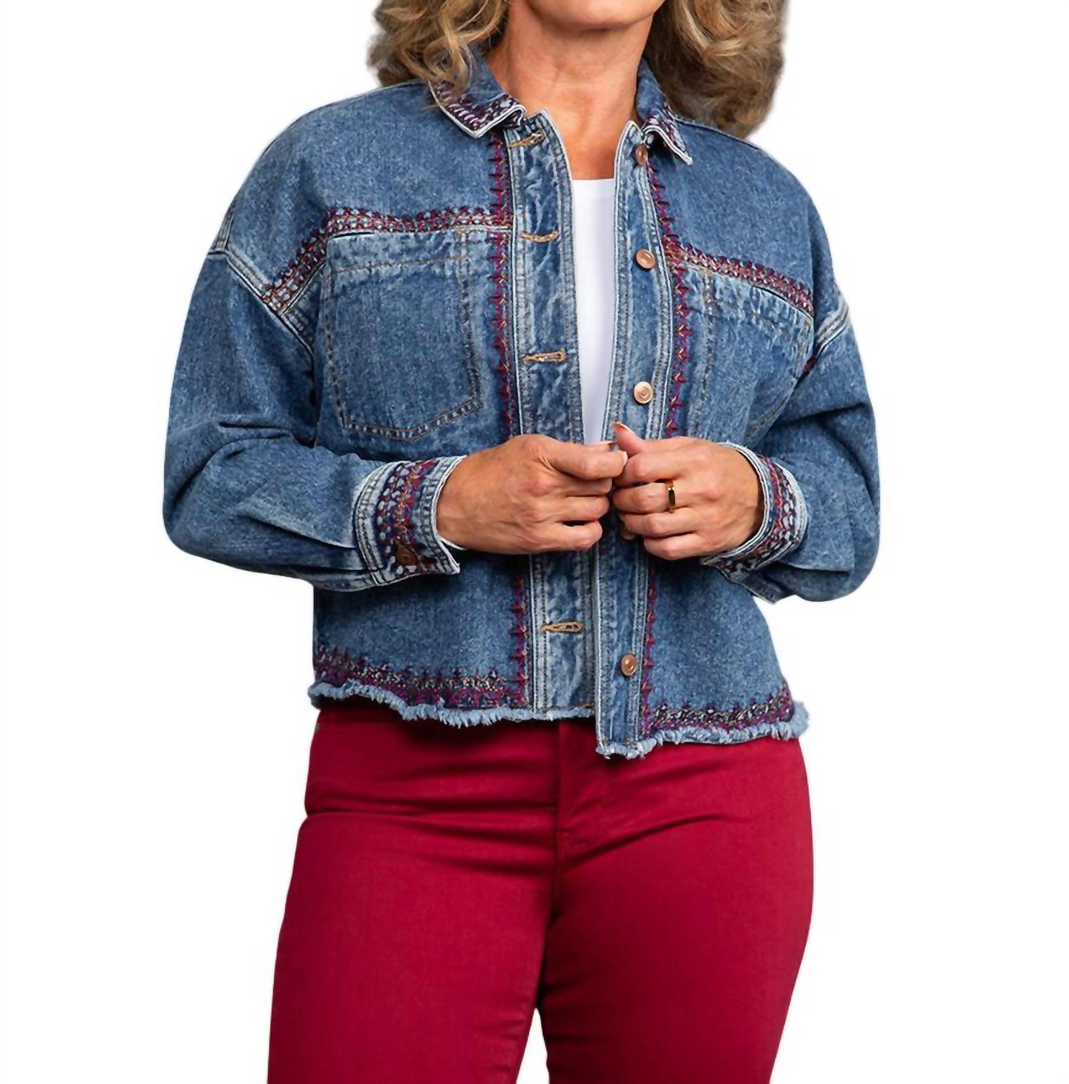 

Вышитая джинсовая куртка TRIBAL, цвет denim
