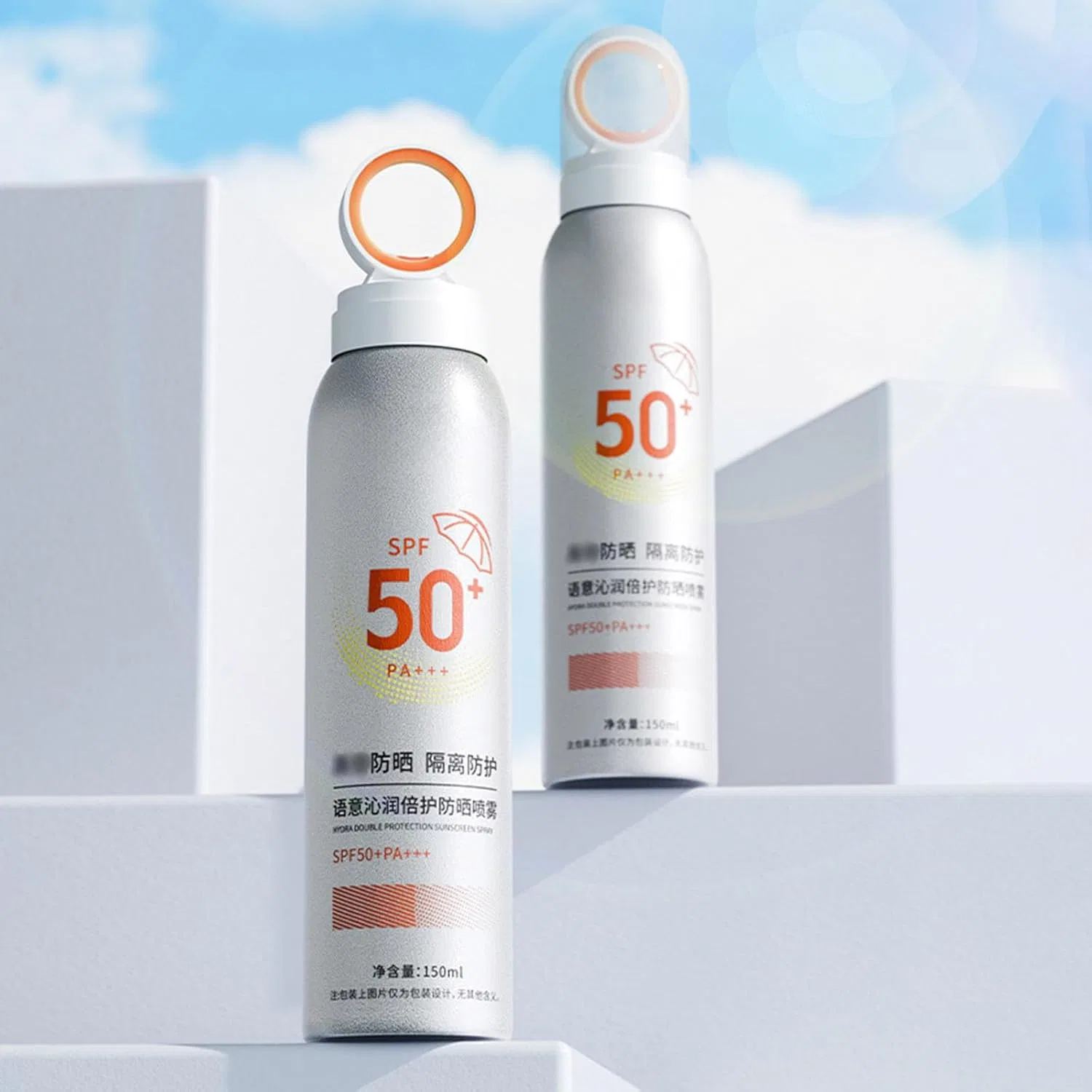 Солнцезащитный спрей для тела SPF50+ PA++++, без запаха, 150 мл, серебристый — фото 2