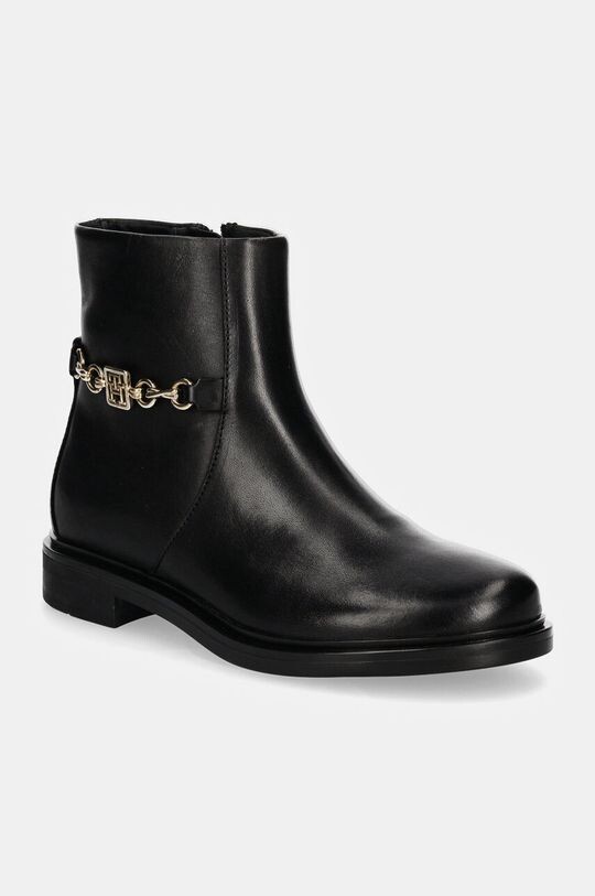 

Кожаные ботильоны TH CHAIN LEATHER LOW BOOTIE Tommy Hilfiger, черный