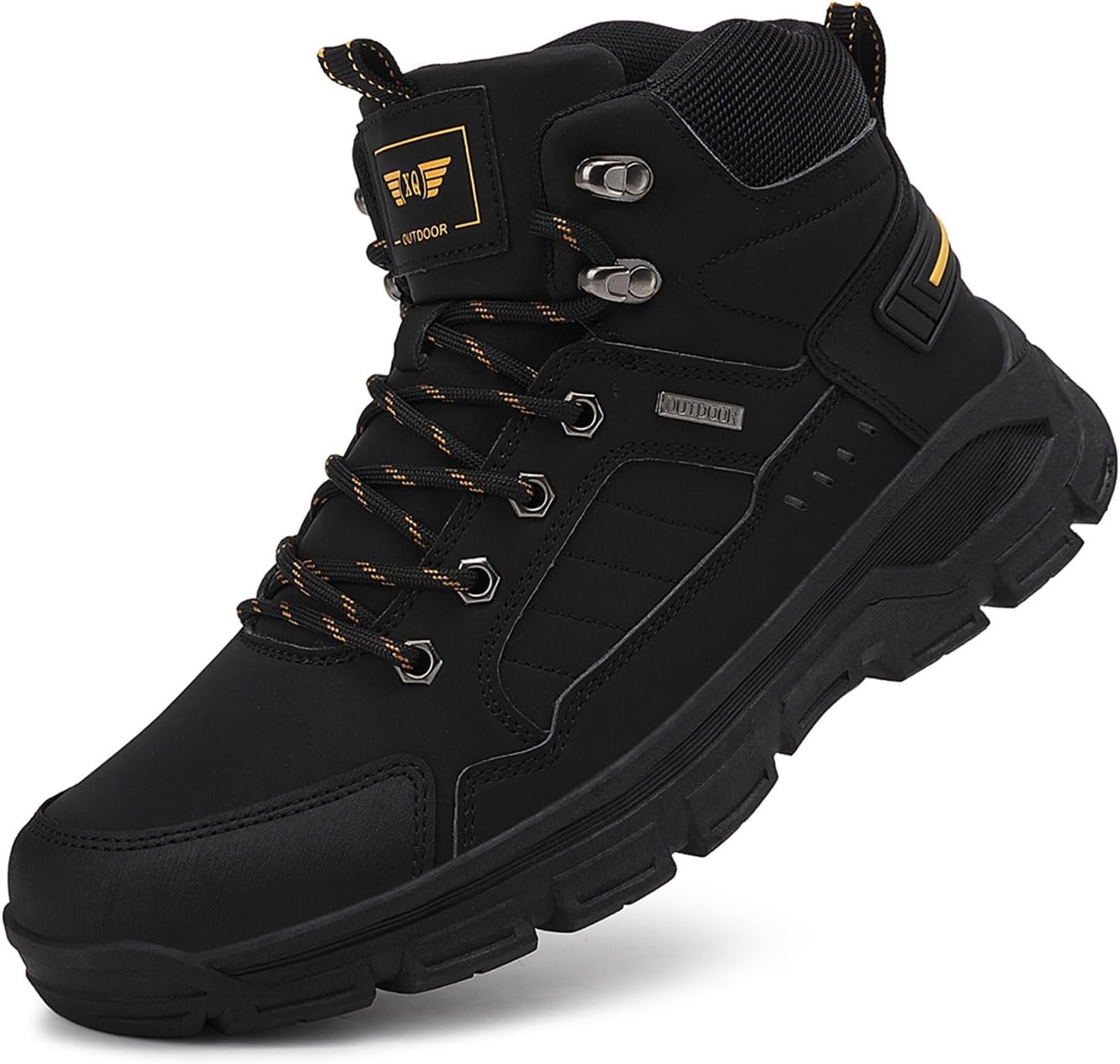 

Мужские водонепроницаемые походные ботинки Kervaky, легкие, противоскользящие, средние треккинговые кожаные туфли, черный