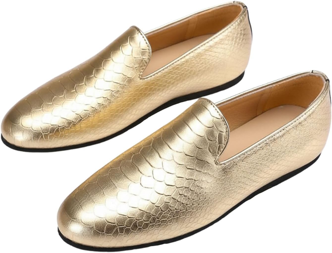 

Мужские слипоны Santimon с имитацией зминой кожи - повседневные и нарядные туфли без шнурков, легкие и гибкие мокасины из кожи, с футляром для путешествий, подходят для вечеринок, деловых поездок и путешествий, золотой