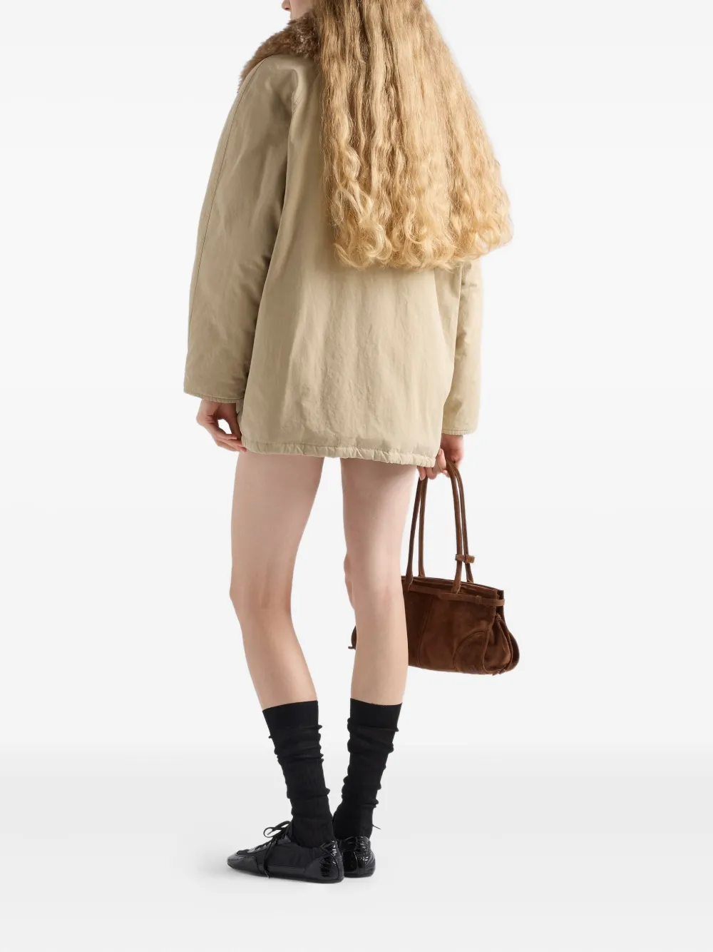 Стёганая куртка из хлопка Old Panama средней плотности Prada, нейтральный — фото 3
