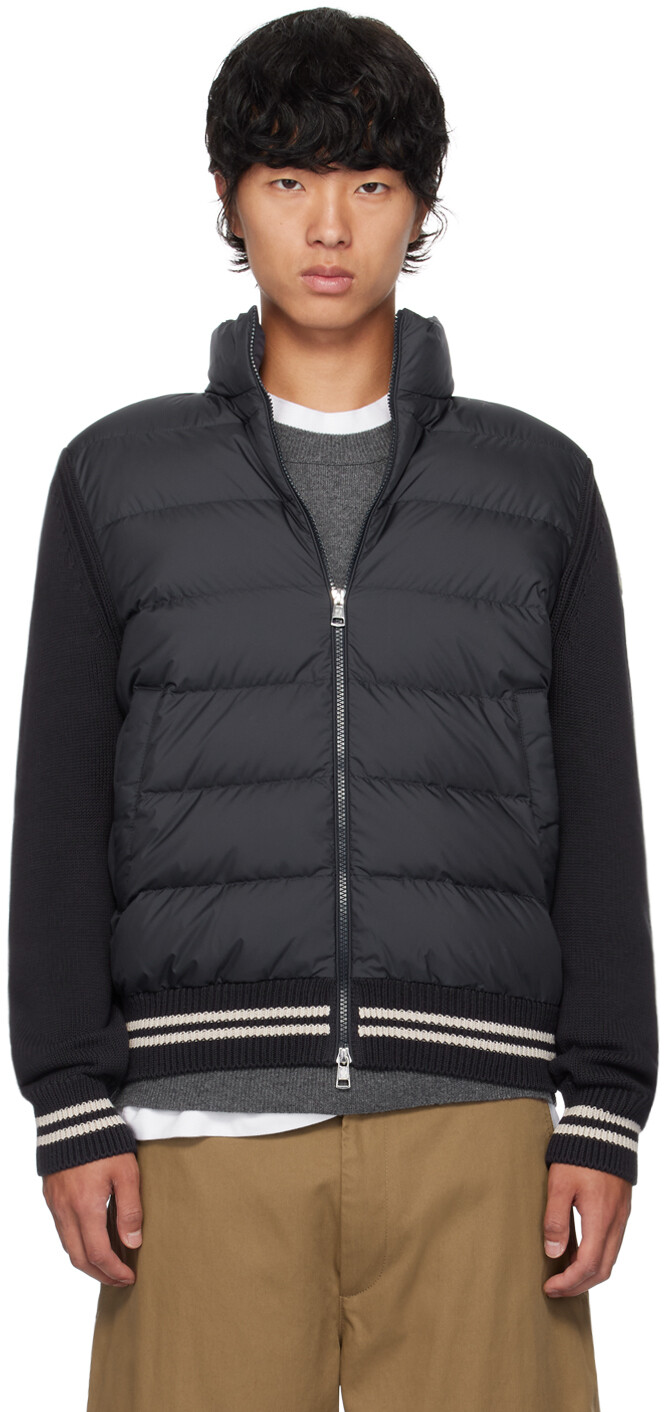 

Темно-синий вставной кардиган на пуху Moncler