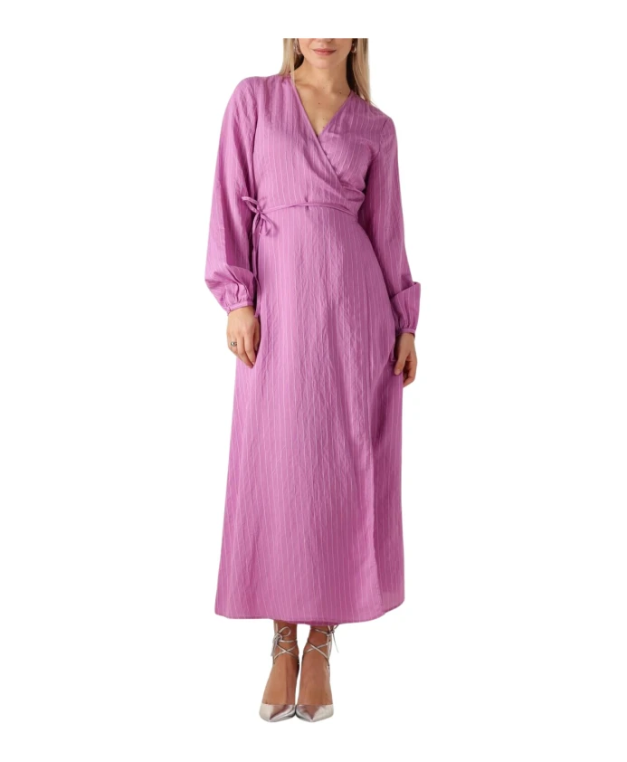 

Розовое платье-халат с длинными рукавами Selected Femme, фиолетовый