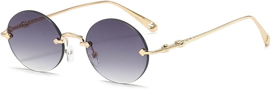 

2027 Женские солнцезащитные очки без оправы в стиле ретро, ​​круглые, с градиентным металлическим покрытием, мужские солнцезащитные очки для активного отдыха и вождения MTZJH, 6