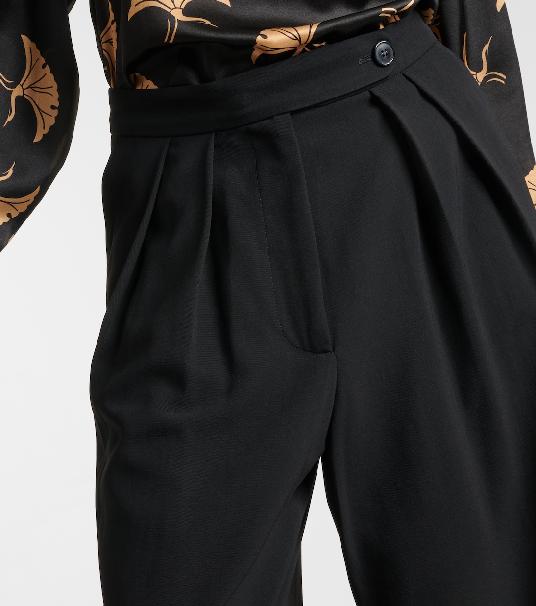Плиссированные брюки из смесовой шерсти Dries Van Noten, черный — фото 4