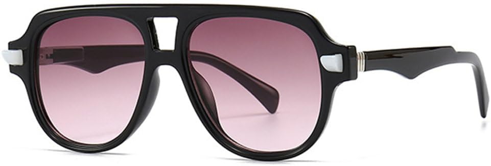 

Модные солнцезащитные очки с двойной перемычкой для женщин, ретро-градиентные очки с защитой от УФ-излучения UV400, трендовые мужские солнцезащитные очки с заклепками TYUVIVO, Black Purple Pink