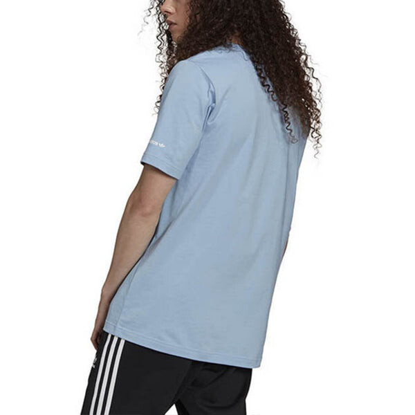 Футболка originals st tee casual breathable sports logo printing short sleeve sky blue Adidas, голубой — фото 3
