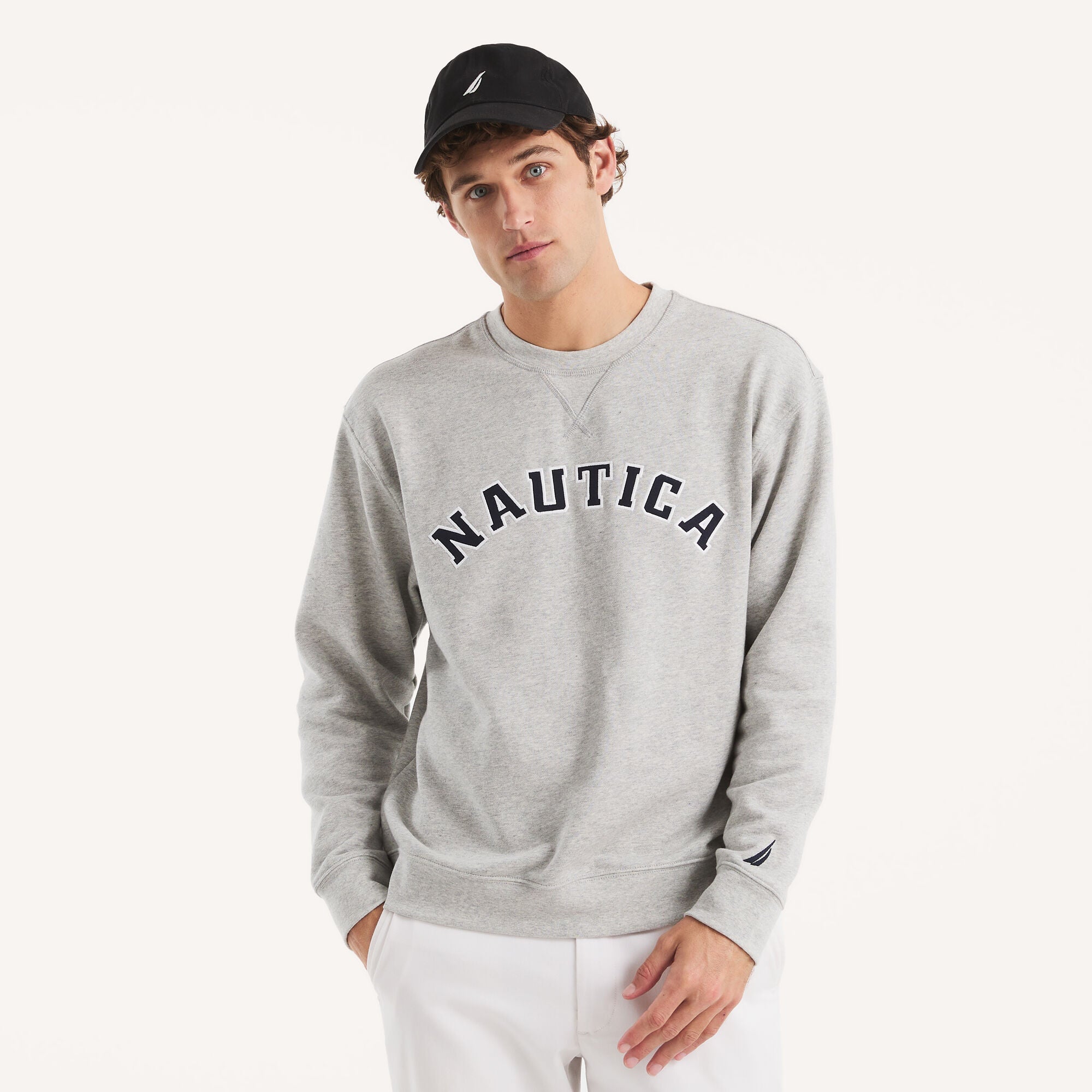 

Мужская флисовая толстовка с круглым вырезом Nautica, цвет grey heather