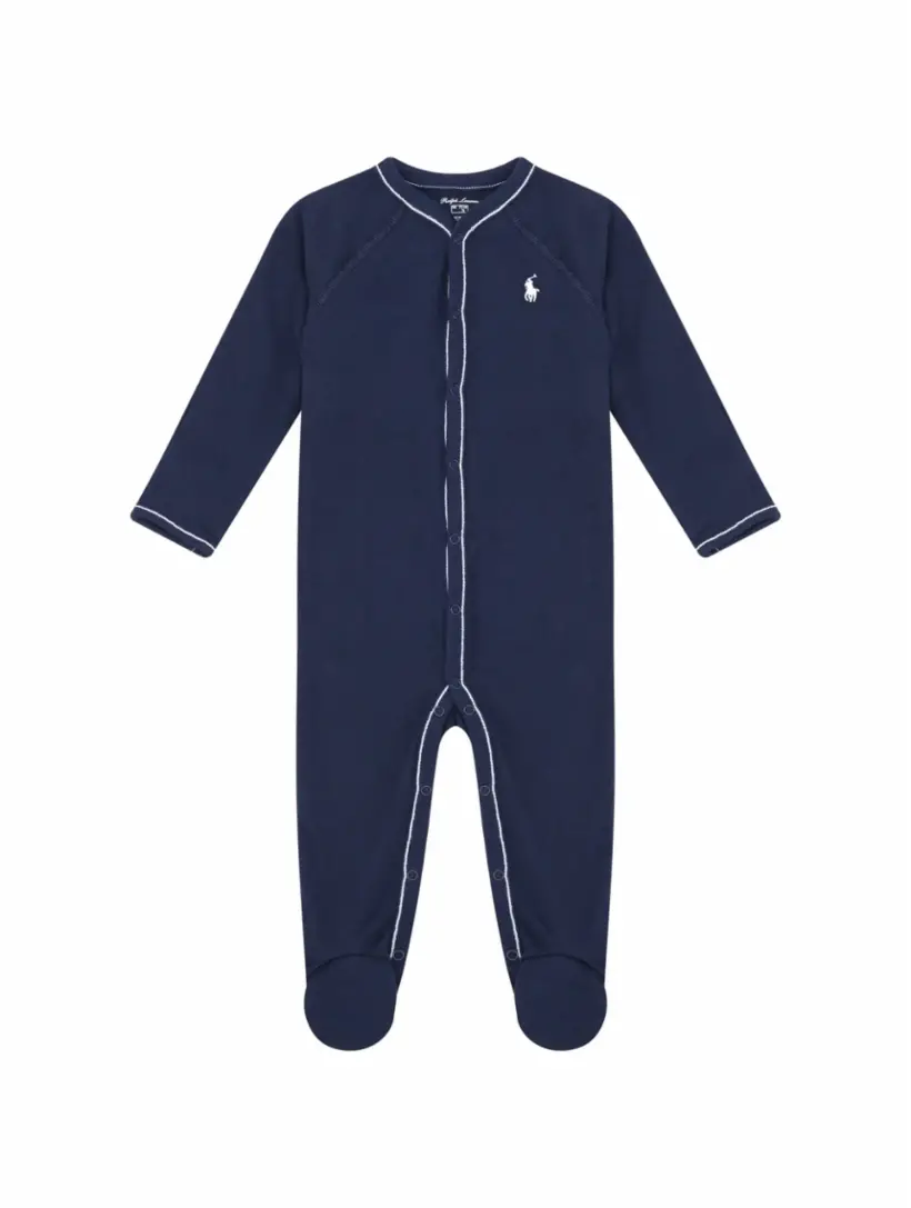 

Хлопковое боди с логотипом Ralph Lauren, тёмно-синий